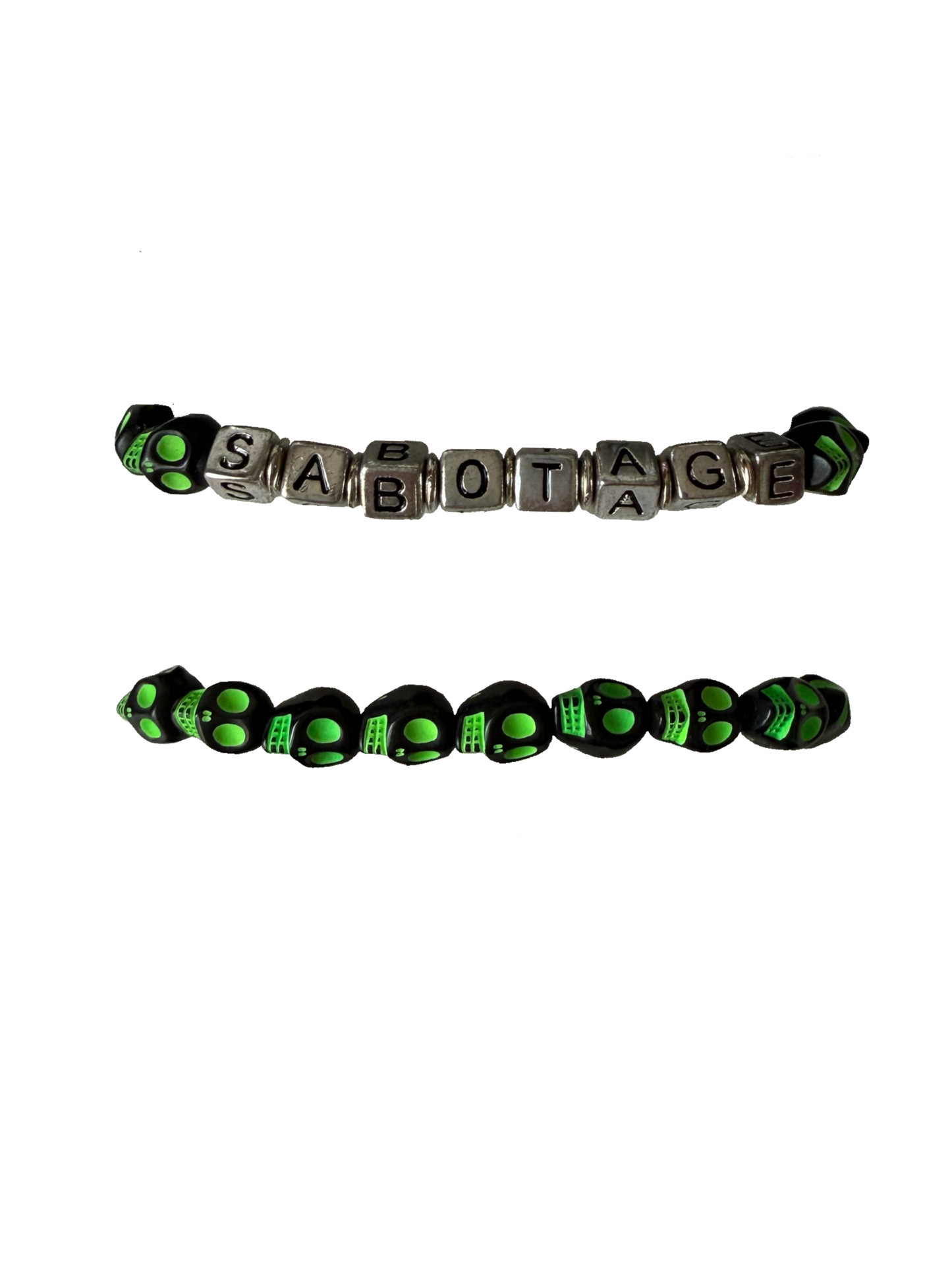 SABOTAGE CRÂNE BRACELET (NEON GREEN AND BLACK)