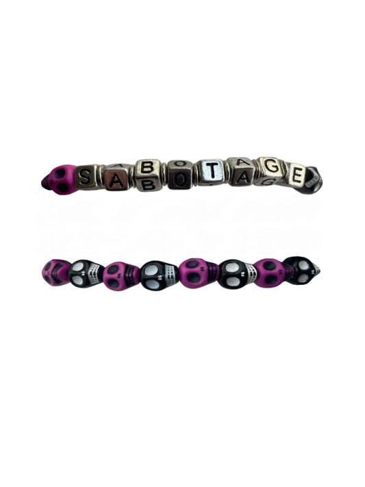SABOTAGE CRÂNE BRACELET (PINK AND BLACK)
