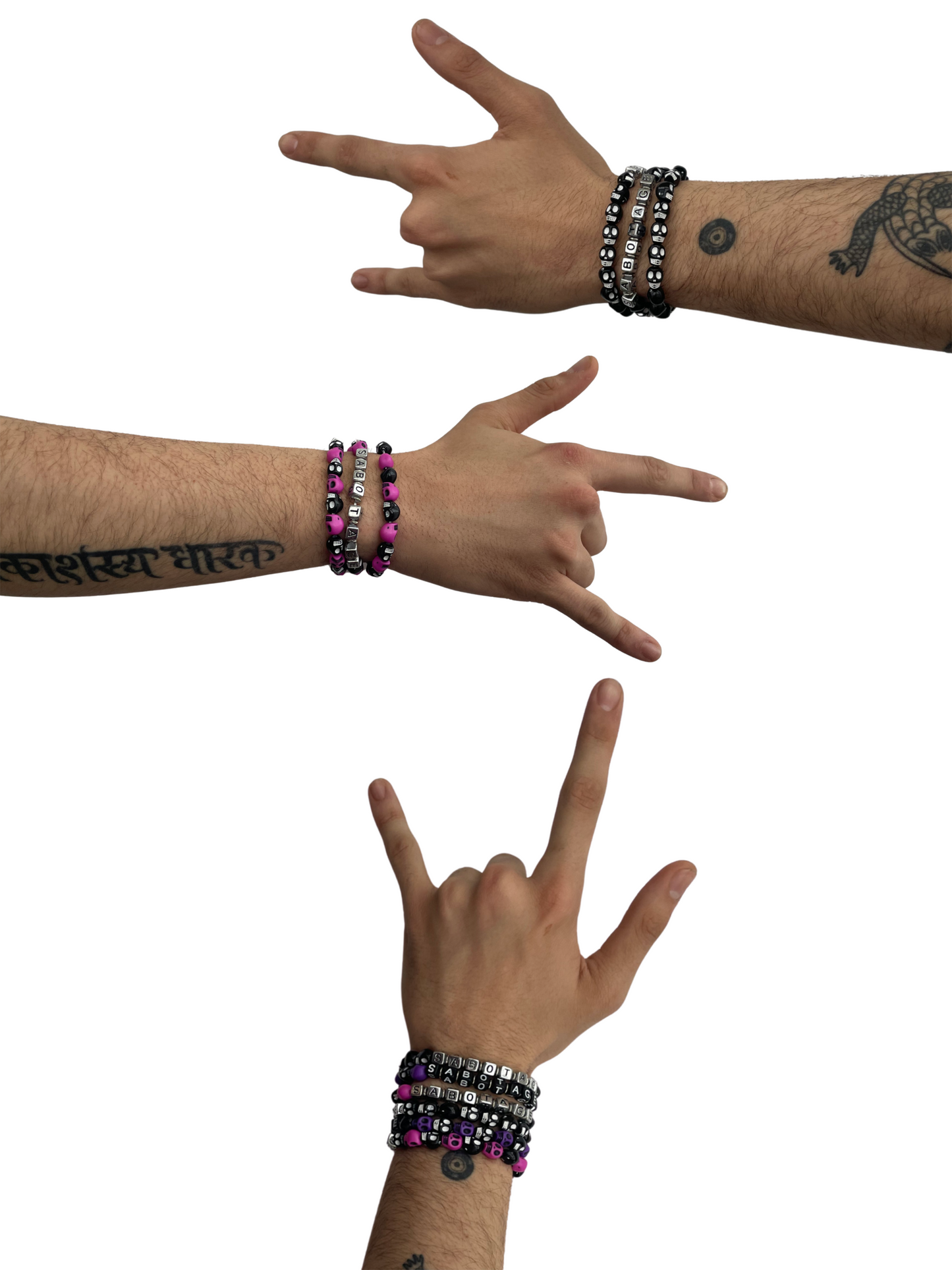SABOTAGE CRÂNE BRACELET (PINK AND BLACK)